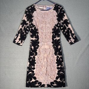 JS Collections Soutache Dress Women’s Size XS Layered Cocktail‎ Party Dress Nude